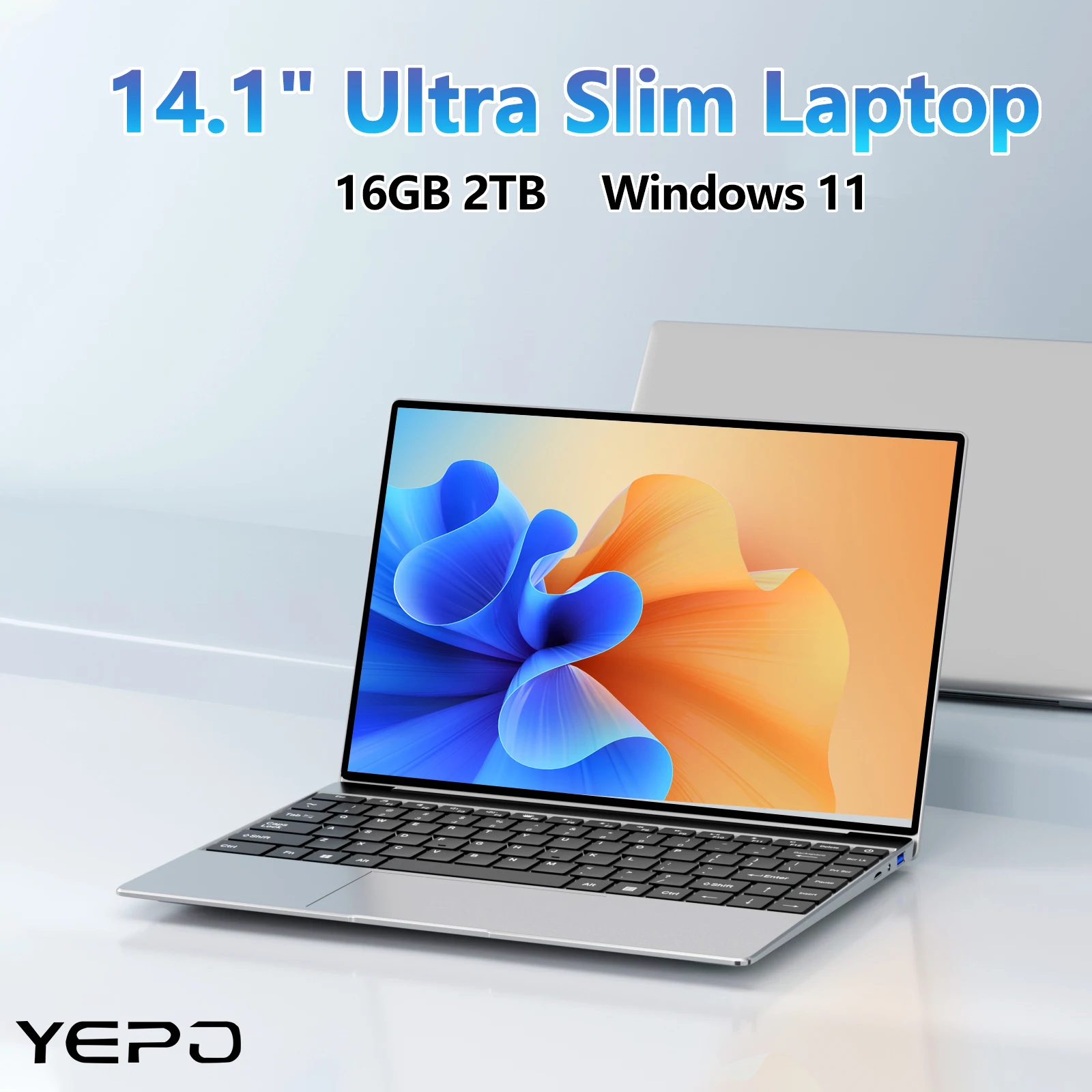 kf-A80e7a3a478c644b2bed2dd1b87170059k Ultra Slim Laptop 14.1" 16GB RAM 2TB SSD Intel N3700 Gaming PC 1920*1080 Display Office Study Computer PC Windows 11 Pro - Image 1