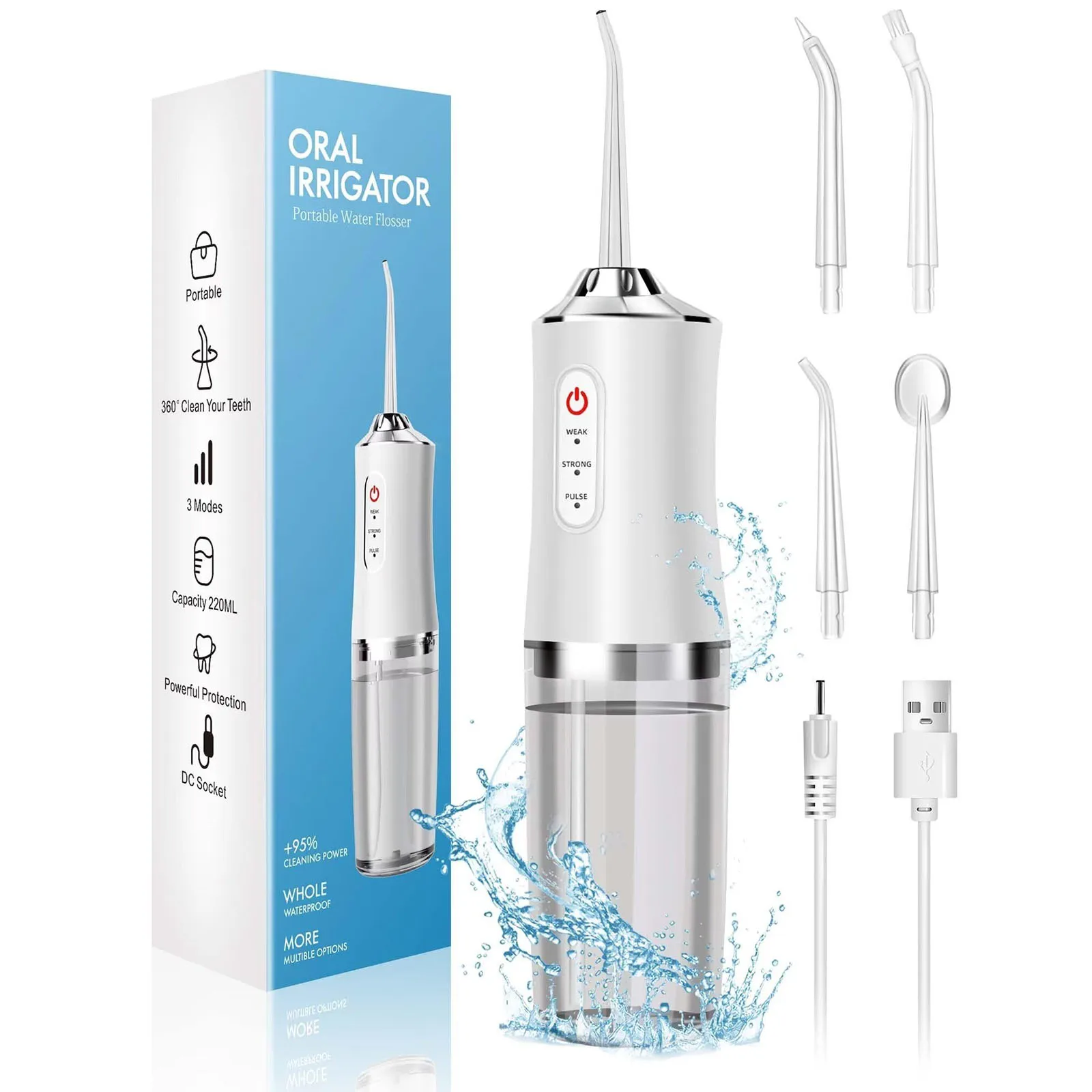 kf-S21576758e8c14b5c87cc88a266d2b560H Powerful Water Oral Irrigation Irrigator Jet Ultrasound Air Ipx7 Waterproof Mouthwash Machines Dental Floss Flosser Irigator - Image 1