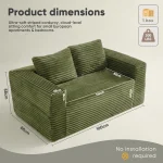 Boneless Deep Seat Double Sofa No Assembly Needed Foam Floor Cushion Sofa Plush Corduroy Fabric Apartment Bedroom Living Room - Image 4