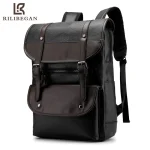Classic Leather PU Backpack Men Fashion Travel Men Backpack Preppy Style Laptop Backpack Men Bag Waterproof Business Backpack