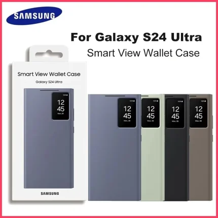 Original for Samsung Galaxy S24 Ultra S-View Flip Smart Case for Galaxy S24 Ultra LED Clear Cover Windows Phone Cases