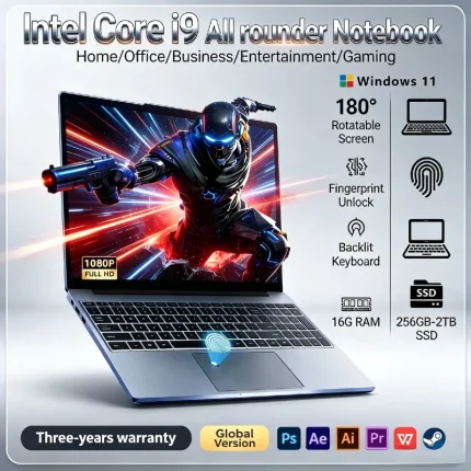 New 15.6" Gaming Laptop Intel Core i9 9900 32GB RAM 2TB SSD Windows11 Pro Backlit Keyboard Unlock Ultra Slim Notebook for Office