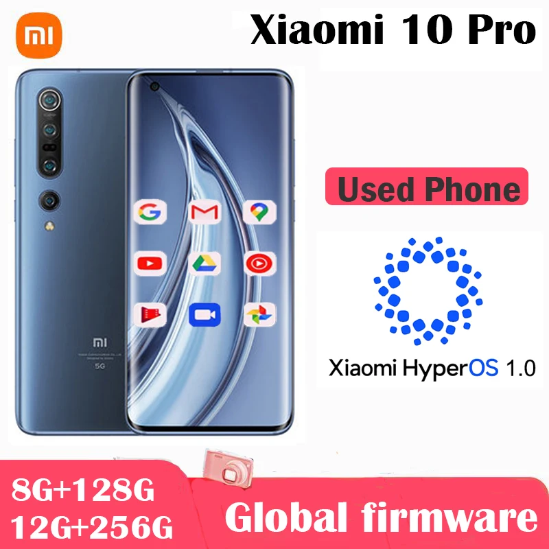 kf-Sea1fa32711e84ba9bc00a6b8d2de4804p Xiaomi 10 Pro Smarphone Mi 5G HyperOS 1.0 Snapdragon 865 Cellphone 108 MP Camera 4500mAh Battery Android Phone used phone - Image 1